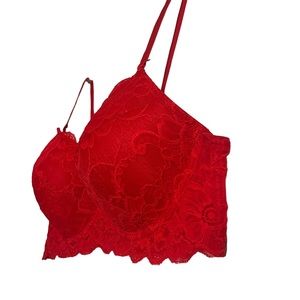 Naughty Lolita Vibes Lace Scalloped Floral Padded Underwire Red ILYS LUMIÉ Bra